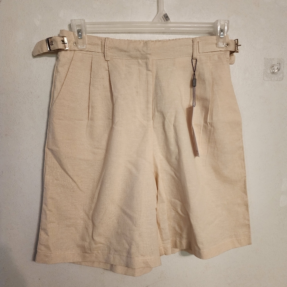Vigoss Cotton Linen Blend Yellow Cream 8" Shorts Size S (Read Description) NWT